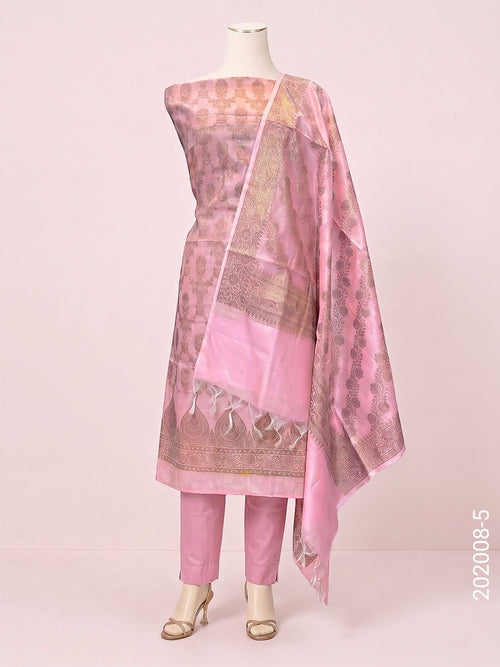 Cotton Silk Zari Jaal Work Banarasi Suit With Cotton Silk Dupatta - Fashionchowk