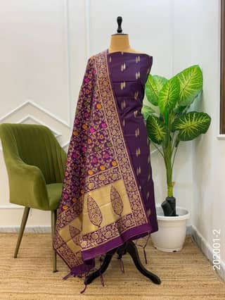 Katan Silk Zari Buti Work Banarasi Suit With Kinkhab Dupatta