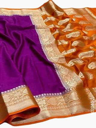 Soft Silk Zari Work Plain Banarasi Saree